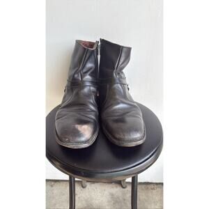 Mens Black Leather Zipper Ankle Boots Chukka Monk Strap Dress Shoes 12